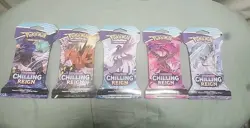 Chilling Reign Sleeved Pokemon Tcg Booster Packs - Complete Full Art Set - Image 4