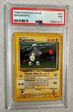 1999 Pokemon Base Set Unlimited MAGNEMITE #53 PSA 7 - Near Mint - Image 1