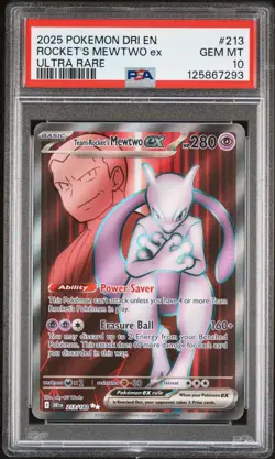 PSA 10 TEAM ROCKET'S MEWTWO EX 213/182 ULTRA RARE DESTINED RIVALS POKEMON 😍 - Image 1