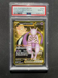 PSA 10 GEM MINT Pokemon Team Rocket’s Mewtwo EX Destined Rivals Hyper 240/182 - Image 1