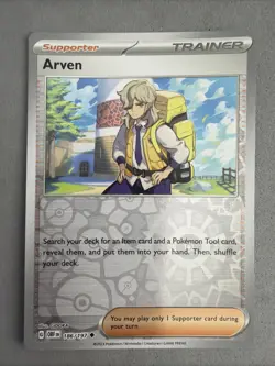 Pokemon TCG * SV Obsidian Flames * 186/197 Arven REVERSE HOLO Uncommon FRESH PK - Image 1