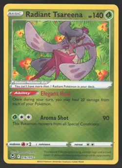 Radiant Tsareena 016/195 Radiant Rare Pokemon TCG SWSH12: Silver Tempest NM - Image 1