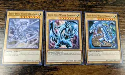 YU-GI-OH SDWE 3 DIFFERENT ART BLUE EYES WHITE DRAGON CARD LOT LP - Image 1