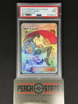 PSA 9 Jessie & James 68/68 Pokemon Team Rocket Hidden Fates Full Art Card MINT - Image 1