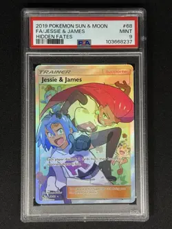 PSA 9 Jessie & James 68/68 Pokemon Team Rocket Hidden Fates Full Art Card MINT - Image 2
