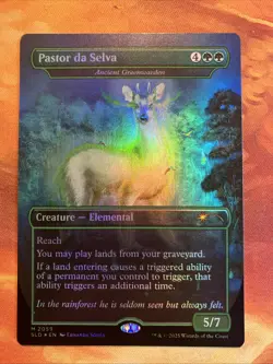 MTG Rainbow Foil Borderless Pastor da Selva - Ancient Greenwarden Mythic!! - Image 1