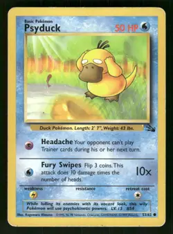 1999 Moderate Play Pokemon 53/62 Psyduck Fossil Set Non Holo English - Image 1