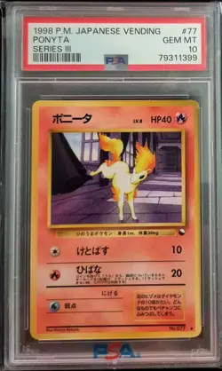 1998 Pokemon Japanese Vending Series 3 III #77 Ponyta PSA 10 GEM MINT - Image 1