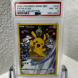2020 POKEMON SWSH BLACK STAR PROMO FIGURE COLLECTION #020 FULL ART/PIKACHU PSA 8 - Image 1