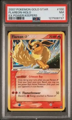 2007 POKEMON EX POWER KEEPERS GOLD STAR #100 FLAREON-HOLO PSA 7 - Image 1