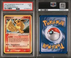 2007 POKEMON EX POWER KEEPERS GOLD STAR #100 FLAREON-HOLO PSA 7 - Image 3