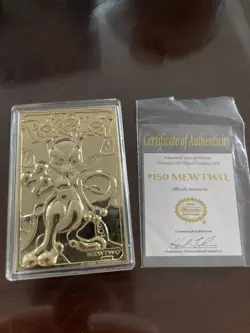 🔸Pokemon 23K Gold Plated Mewtwo Trading Card🔸1999 Burger King Limited Edition! - Image 2