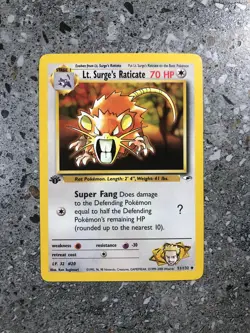 Pokemon TCG Cards 1st Edition Lt. Surge's Raticate 51/132 Gym Heroes Uncommon - Image 1