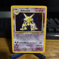 Pokemon TCG Alakazam Base Set Holo Card 1/102 Unlimited Rare CREASE - Image 1