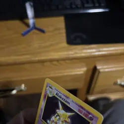 Pokemon TCG Alakazam Base Set Holo Card 1/102 Unlimited Rare CREASE - Image 5