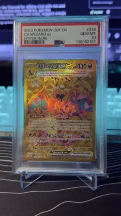 Pokemon TCG Charizard 228/197 Obsidian Flames Gold Hyper Rare Card PSA GEM MT 10 - Image 1