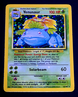 1999 Pokemon VENUSAUR Base Set HOLO BLEED Misprint ERROR Card 15/102 Rare WotC - Image 1