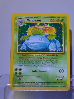 1999 Pokemon VENUSAUR Base Set HOLO BLEED Misprint ERROR Card 15/102 Rare WotC - Image 2