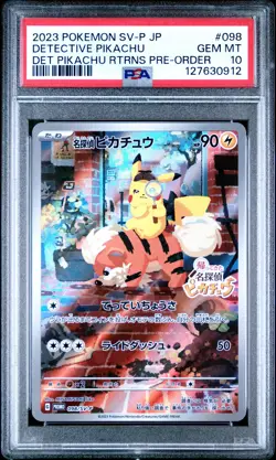 2023 POKEMON JPN SV-P PROMO #098 DETECTIVE PIKACHU PSA 10 - Image 1