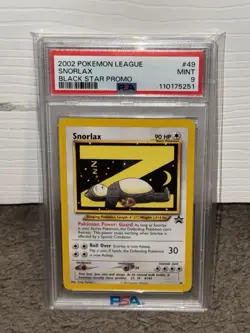 2002 POKEMON LEAGUE PROMO BLACK STAR #49 SNORLAX PSA 9 - Image 1