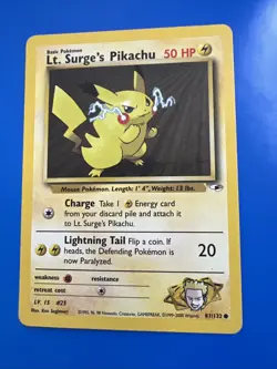 Pokemon TCG Lt. Surge's Pikachu Gym Heroes 81/132 Regular Unlimited Common - Image 1