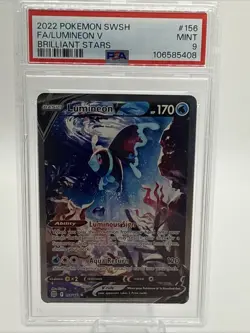 2022 Pokemon SWSH Brilliant Stars #156 Lumineon V FA PSA 9 MINT - Image 1
