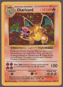1999 Pokemon Base Set Shadowless Charizard #4 STICKER - Image 1