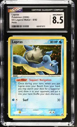 CGC 8.5 Lapras 2006 EX Legend Maker 8/92 Holo Pokemon Card - Image 1