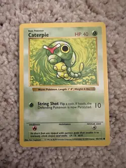 Pokemon Card Caterpie Shadowless Base Set Common 45/102 Near Mint NM - Image 1