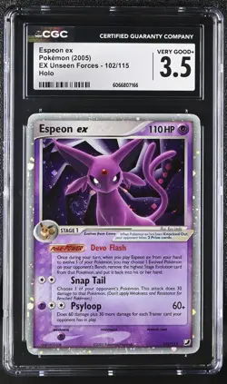 CGC 3.5 Espeon ex 2005 EX Unseen Forces 102/115 Holo Pokemon Card - Image 1