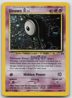 Pokemon Card Unown [A] (14) Holo Rare Neo Discovery 14/75 VLP - Image 1