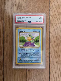 Pokemon 1999 Base Set Squirtle Shadowless Card PSA 9 - Image 1