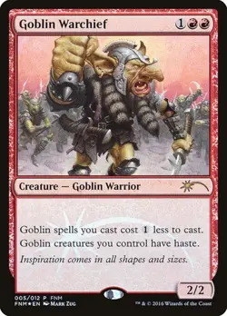 2x Goblin Warchief - Foil Promo Friday Night Magic 2016 LP MTG - Image 1
