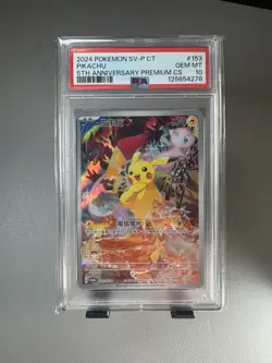 Pokemon Pikachu 5th Anniversary Premium CHINESE Full Art Promo 153/SV-P PSA 10 - Image 1