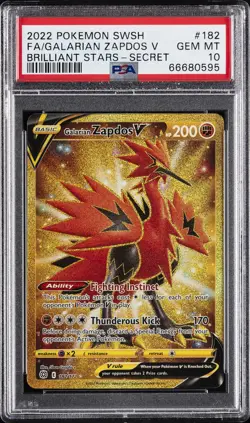 2022 POKEMON SWORD & SHIELD BRILLIANT STARS FULL ART/GALARIAN ZAPDOS V PSA 10 - Image 1