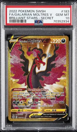 2022 POKEMON SWORD & SHIELD BRILLIANT STARS FULL ART/GALARIAN MOLTRES V PSA 10 - Image 1