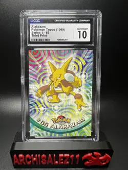Alakazam #65 Pokemon Topps 1999 Series 1 CGC 10 Third print - Image 1