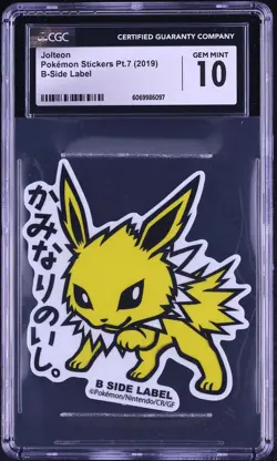 2019 Pokemon Japanese Stickers Part 7 B-Side Label Jolteon CGC 10 GEM MINT - Image 1