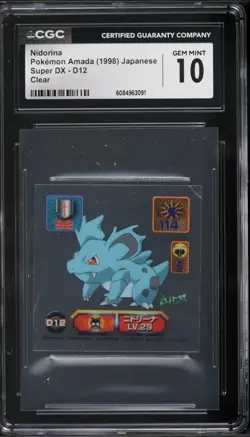 1998 Pokemon Japanese Amada Super DX Clear Nidorina #D12 CGC 10 GEM MINT - Image 1
