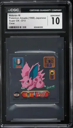 1998 Pokemon Japanese Amada Super DX Clear Nidoran M. #D13 CGC 10 GEM MINT - Image 1