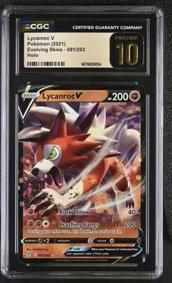 2021 Pokemon Evolving Skies Lycanroc V #91 CGC 10 PRISTINE - Image 1