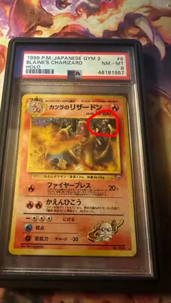 *SWIRL* 1999 Pokemon Japanese Gym 2 Blaine's Charizard Holo PSA 8 - Image 2