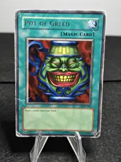 Yugioh - Pot of Greed Unlimited Rare - LOB-119 - DMG / HP - Image 1