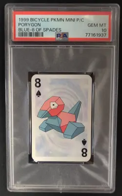 PSA 10 Porygon Blue 8 of Spades Bicycle Mini Playing Card Pokemon Graded Card - Image 1
