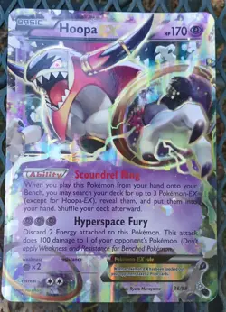HOOPA EX JUMBO POKEMON CARD #36/98 (2015)-***** HAS A FEW MARKS ON BACK OF CARD! - Image 1