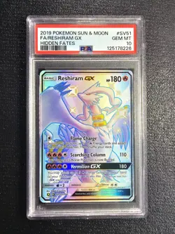 PSA 10 GEM MINT Reshiram GX SV51/SV94 Hidden Fates Holo Pokemon Card - Image 1