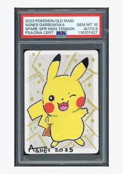 Pokemon PSA10 AUTO8 Spare Card Agnes Garbowska 2023 Pikachu Old Maid Japanese - Image 1
