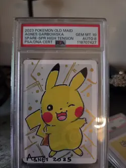 Pokemon PSA10 AUTO8 Spare Card Agnes Garbowska 2023 Pikachu Old Maid Japanese - Image 3
