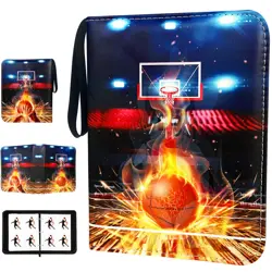 Basketball Card Binder 4 Pocket, Trading Card Binder with Sleeves, Sports Car... - Image 1