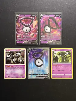 5 Unown V Pokemon Card Collection HGSS SM SWSH Ultra Rare Reverse Holo A1 - Image 1